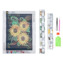 Kit de pintura de diamantes de imitación con patrón de girasol brillante