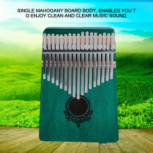 17-Key Mahogany Kalimba Portable Thumb Piano with Pickup - Green