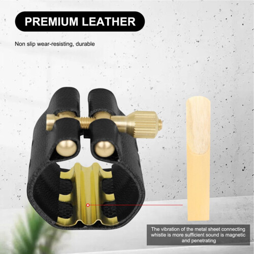 Saxofon Metallspänne Läderklämma + Lock Enkel 1
