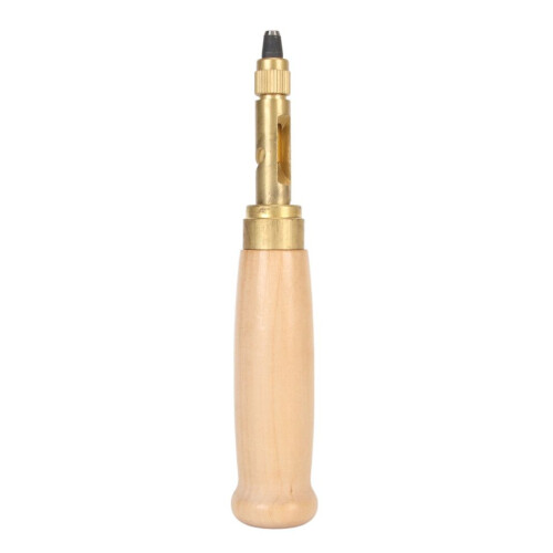 Schraubenlochstanze, Messing, Holzgriff, verstellbar 2