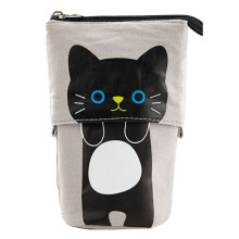 Estuche de lápices de pie estilo gato negro telescópico