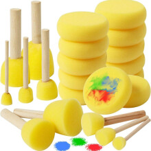 Juego de pinceles de esponja con mango de madera redondos para pintar para niños