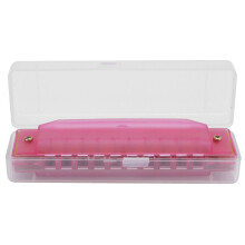 Mondharmonica van doorschijnend plastic met 10 gaten en opbergvak.