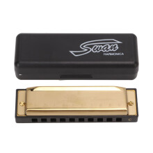 Harmonica verchroomd koperen plaat goudkleurig 10