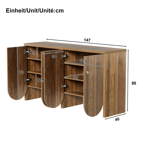 Walnut Sideboard with 4 Doors & Adjustable Shelves 1