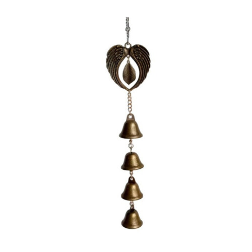 Heart Shape Wing Durability Wind Bells Featuring Clear Bells and