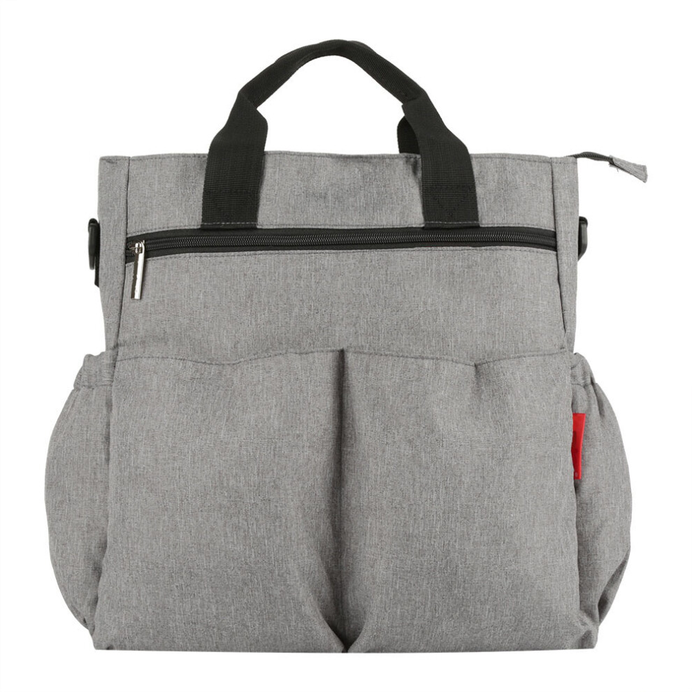 Large Gray Baby Diaper Nappy Bag with Multiple Pockets 30x10x33.5cm