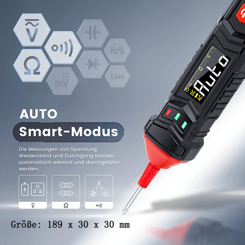 Industrial Grade Smart Pen Multimeter, Dual Range Testing, Non-Contact Ac Voltage Tester, Security Level En61010-1, Adjustable Sensitivity, Automatic 2