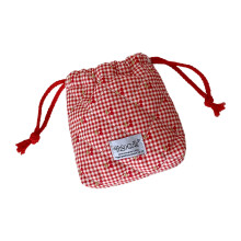 Fabric Toiletry Organizer Drawstring Closure Cosmetic Pouch-Red