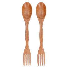 Holzbesteck-Set aus Naturholz, umweltfreundlich, nachhaltig, langlebig, wiederverwendbar, Löffel und Gabeln, doppelseitig, ideal für Camping,