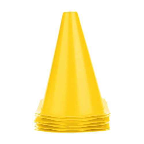 Set of 6 Yellow 18cm Soccer Cones - Stable Durable Training Tools 1