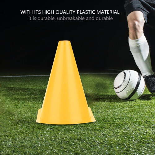 Set of 6 Yellow 18cm Soccer Cones - Stable Durable Training Tools 2