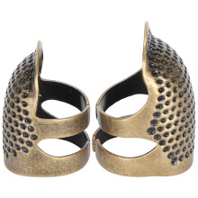 Lot de 2 dés à coudre, protège-doigts en métal, anneau de protection