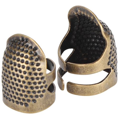 2Pcs Thimbles Metal Finger Protector Shield Ring 2