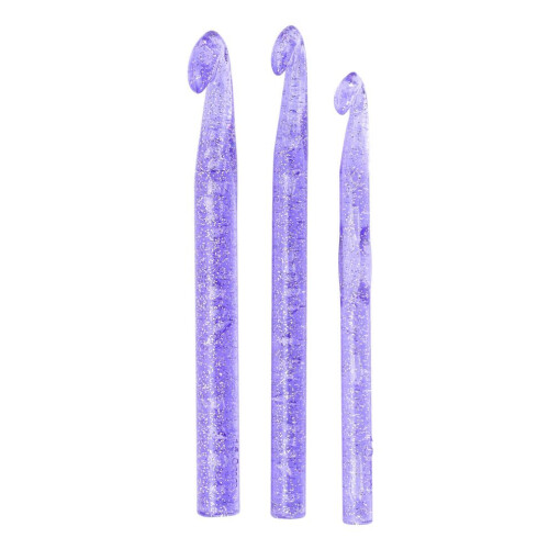 3PCS Crochet Hooks Transparent Sequin Plastic Yarn
