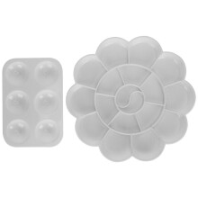 2 stuks verfpaletten van verdikt plastic met pigmenten
