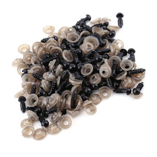 100 stuks zwarte plastic poppenogen voor teddyberen 1