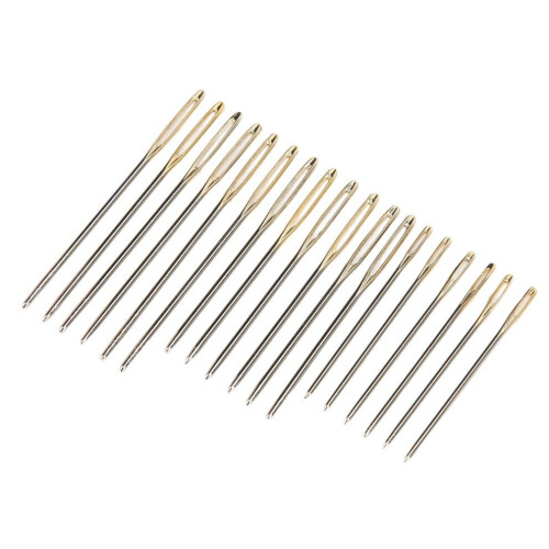 18Pcs Sewing Needles Large Eye Golden Stable