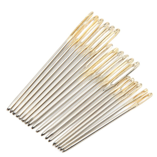 18Pcs Sewing Needles Large Eye Golden Stable 1