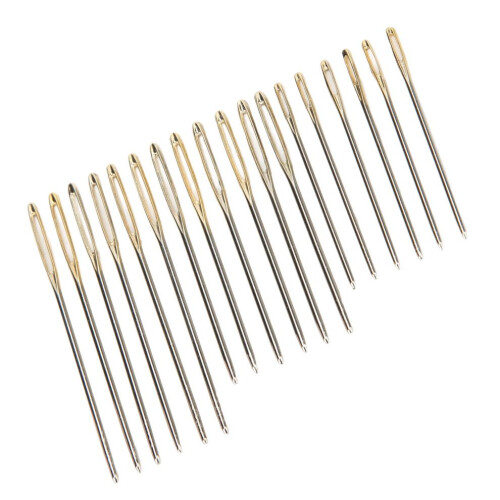 18Pcs Sewing Needles Large Eye Golden Stable 2