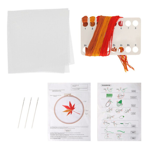 Embroidery Kit Transparent Cloth Maple Leaf Making