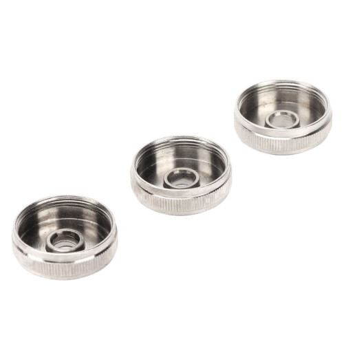 3 tapas de válvula de trompeta de metal plateado con tornillo de pistón 2