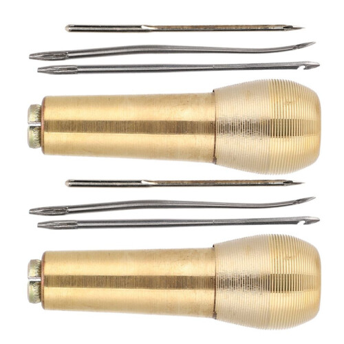2 Set Copper Handle Sewing Awl Taper Leather Shoe 2