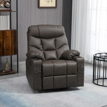 HOMCOM Manual Recliner Chair Footrest, Cup Holder, Side Pocket, Brown