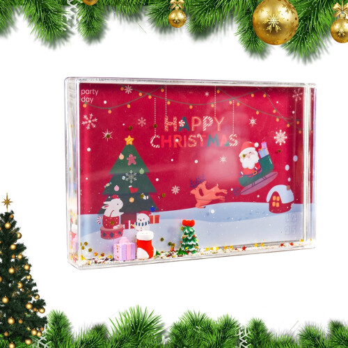 Christmas Photo Frame Liquid Floating Photo Frame For Tabletop Sparkling Liquid Display Frame
