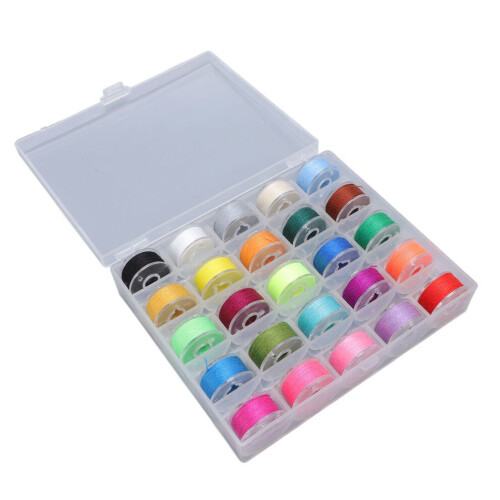 25Pcs Prewound Bobbin Thread Assorted Colors with 1