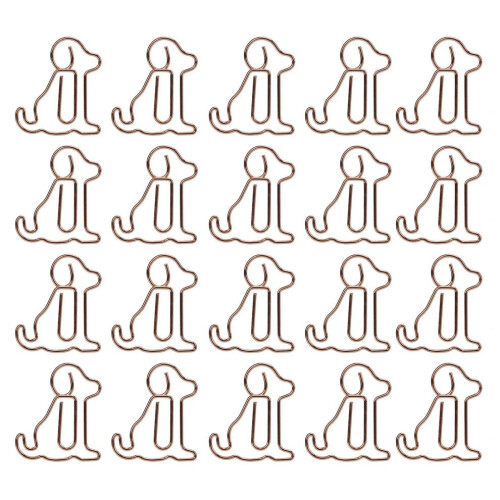 20 clips de papel con forma de perro y rosa 1
