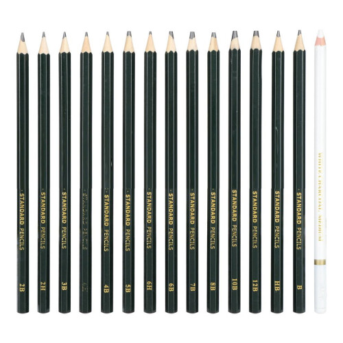 15-teiliges Skizzenstift-Set, Zeichenstiftbox