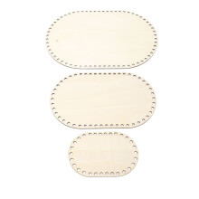 3Pcs Wooden Basket Bottom Robust Blank Solid Oval
