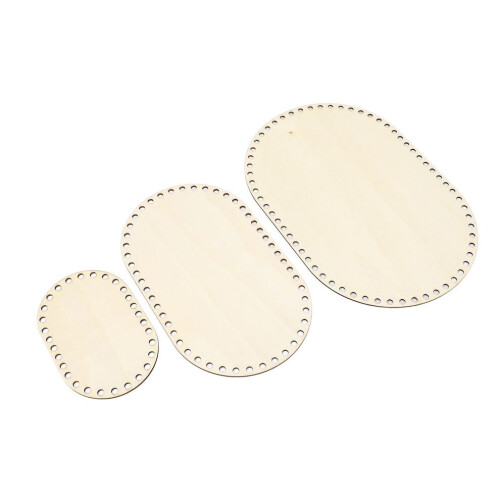 3Pcs Wooden Basket Bottom Robust Blank Solid Oval 1