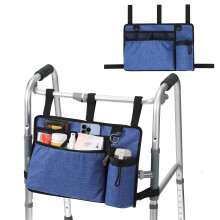 Bags For Folding Walker Cup Holder Basket Storage Organizer Pouch Blue