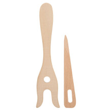 2 piezas de herramientas multifunción para tejer, madera de haya
