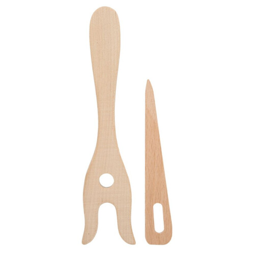 2 piezas de herramientas multifunción para tejer, madera de haya