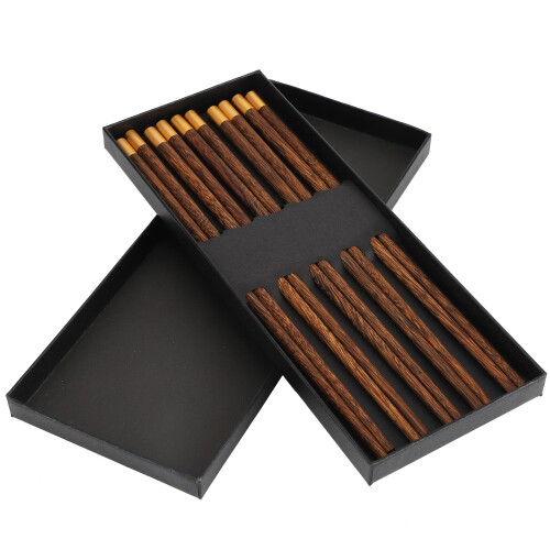 Σετ επαναχρησιμοποιούμενων ξυλάκια chopsticks, χειροποίητα από φυσικό ξύλο για μια 2