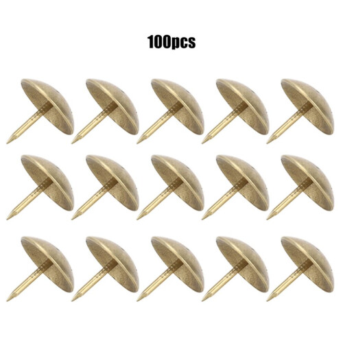 100 Stück Polsternägel, cyanfarben, bronzefarben, Eisen, Holzbox 2