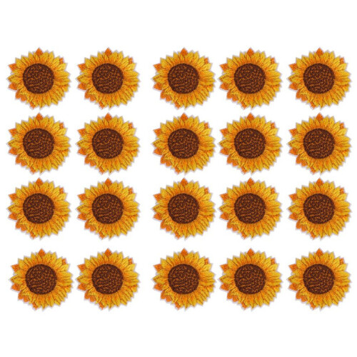 20 Stück Sonnenblumenmuster zum Aufnähen oder Aufbügeln, gestickt