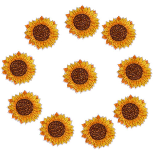 20 Stück Sonnenblumenmuster zum Aufnähen oder Aufbügeln, gestickt 2
