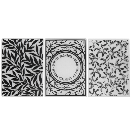 3-teiliges Prägefolder-Set aus Kunststoff mit Prägevorlage