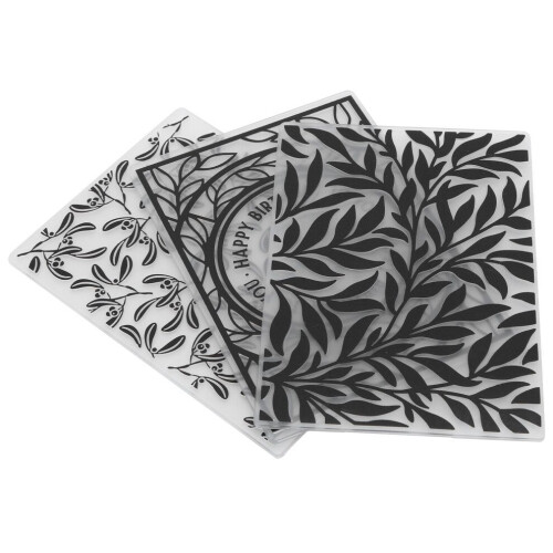 3-teiliges Prägefolder-Set aus Kunststoff mit Prägevorlage 1