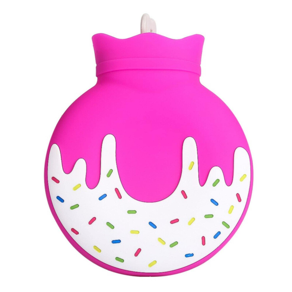 400ml Donut Hand Warm Rubber Hot Water Bottle ExplosionProof Portable DonutShaped Rose Pink