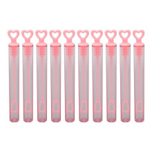 10 stuks roze, hartvormige, transparante bellenblaasstokjes