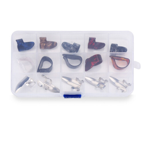 15Pcs DIY Thumb Forefinger Finger Picks Protector