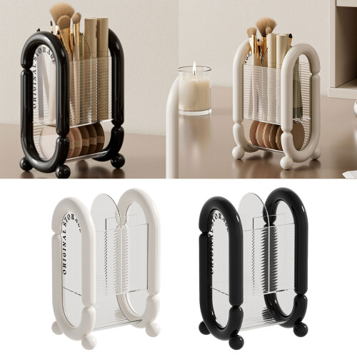 Stylish Makeup Brush Container with Dividers Waterproof-Black 2