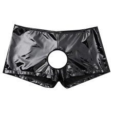 Latex Trousers for Men Patent Look Short Boxer Shorts Black XXL Erotic Underwear GString Lace