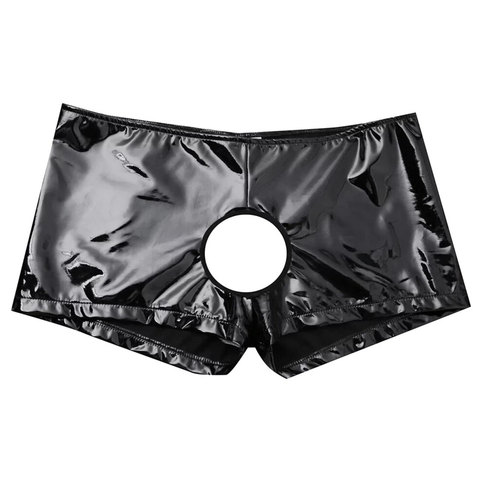 Black Latex Trousers For Men Patent Look Short Boxer Shorts Xxl Erotic Underwear Gstring Lace
