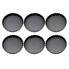 Mini tærteformsæt til desserter, let at rengøre riflet tærteform, bageform i kulstofstål med aftagelig bund, non-stick belægning til quiche og